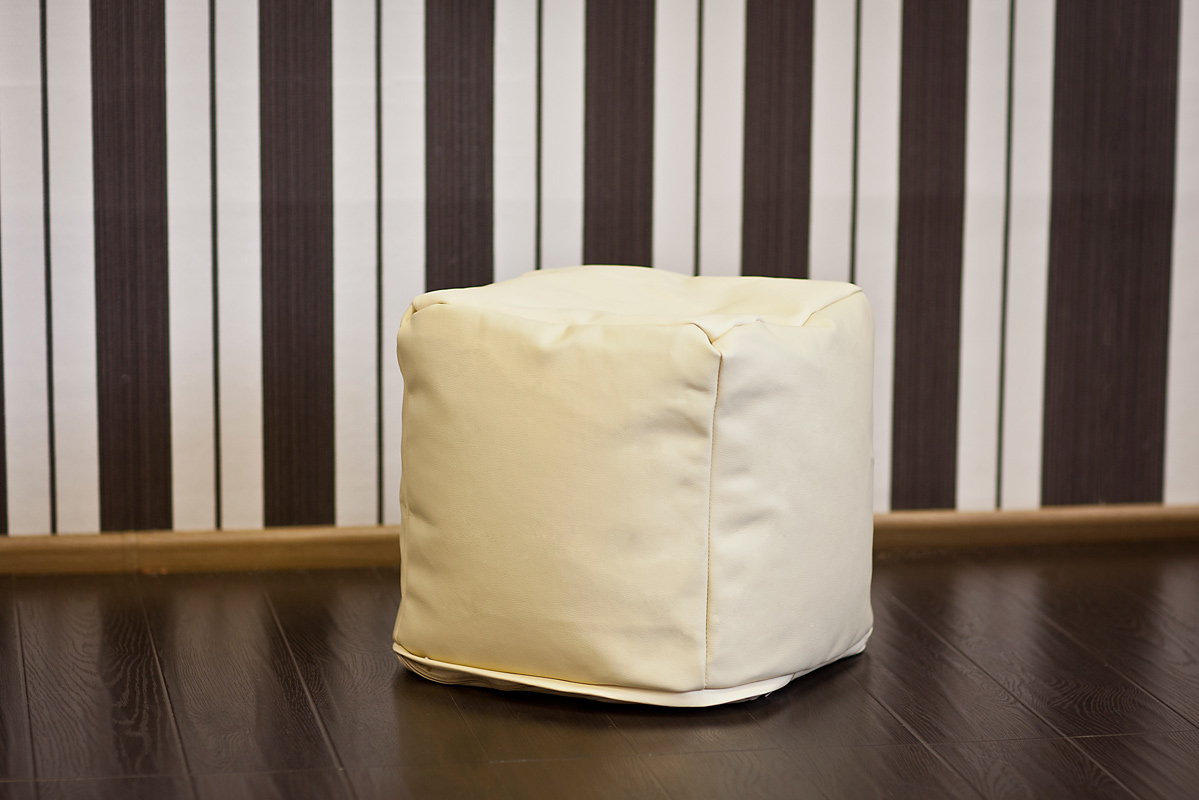 Пуфик Куб Светло-Бежевый ЭкоКожа 2