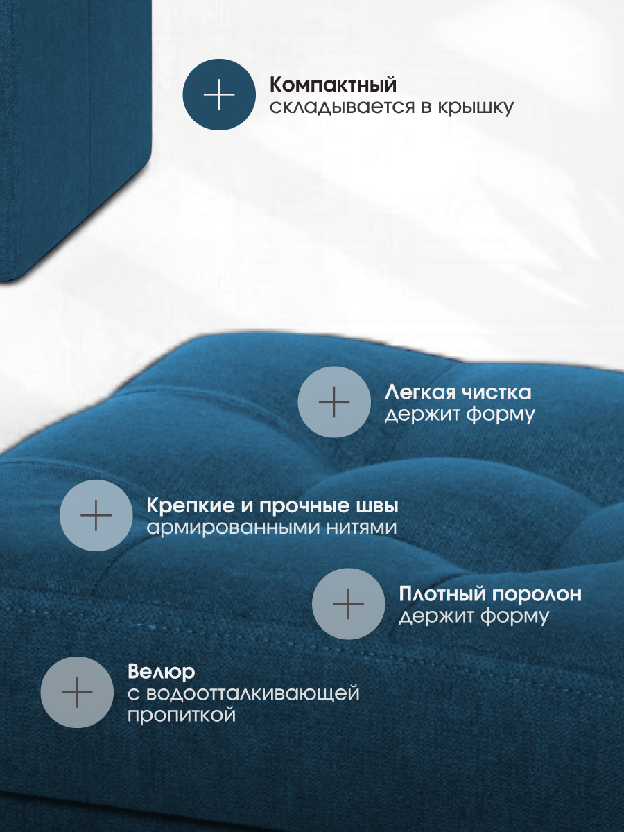 Пуфик Складной Для Животных Синий Велюр 3
