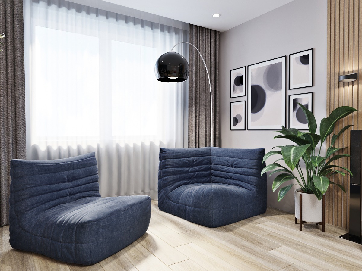 Диван Маршмеллоу Синий 2 секции 4