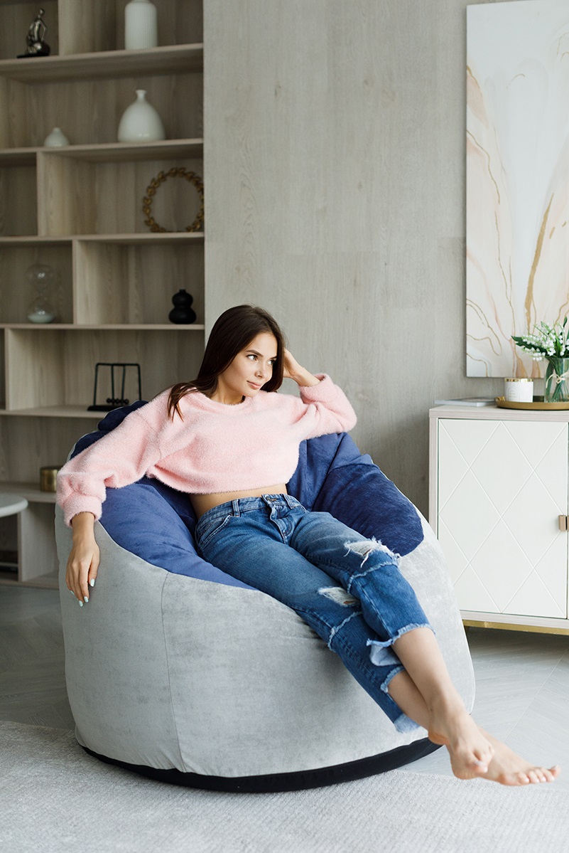 Кресло Пенек Серо-Синий  3