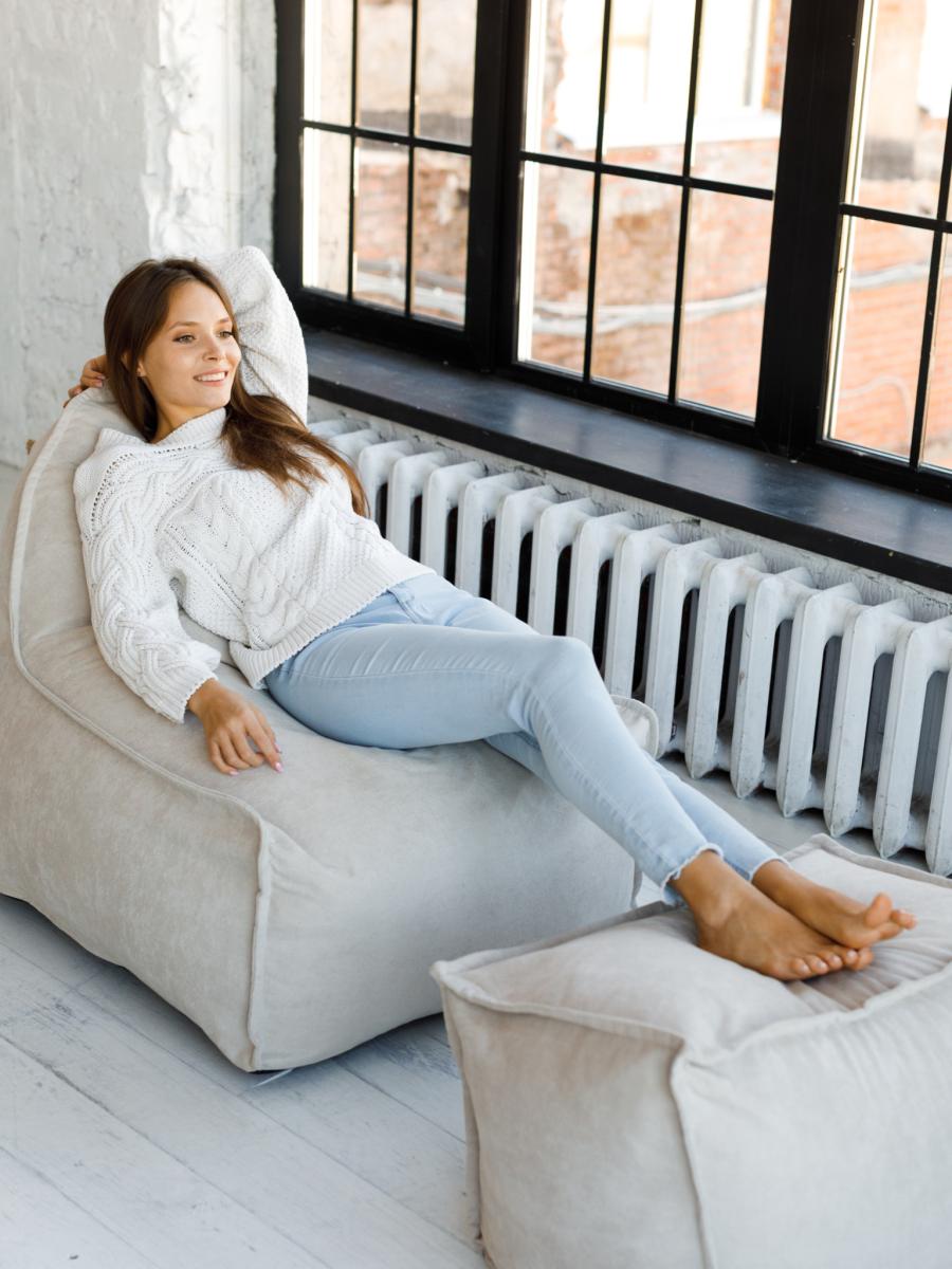 Кресло Манхеттен Светло-бежевое с Пуфом 8