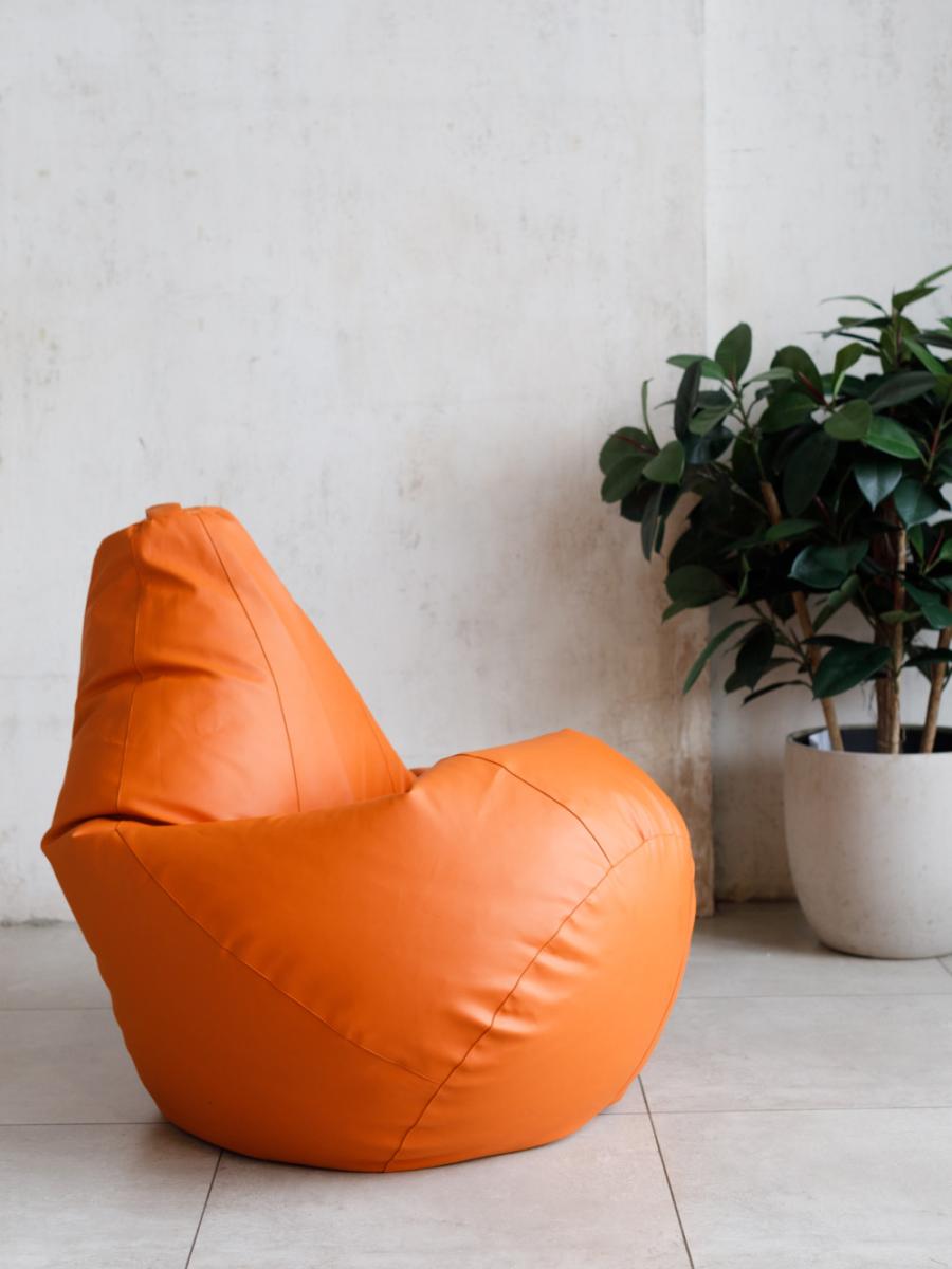 Купить Кресло Мешок Груша Оранжевая ЭкоКожа от производителя Bean-Bag Кресло Мешок Груша Оранжевая ЭкоКожа 5