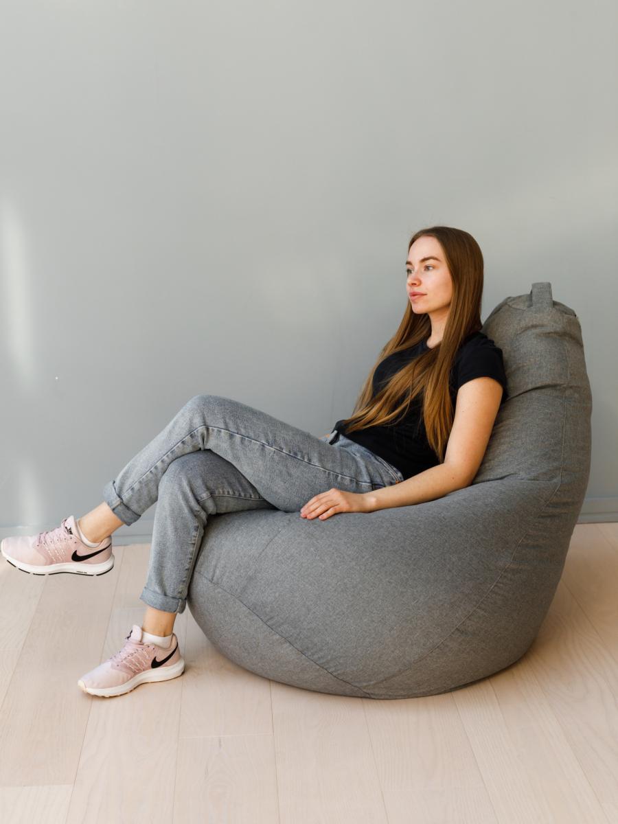 Кресло Мешок Груша Серая Рогожка 5