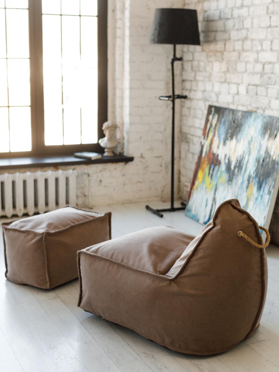 Кресло Манхеттен Бежевое с Пуфом 4