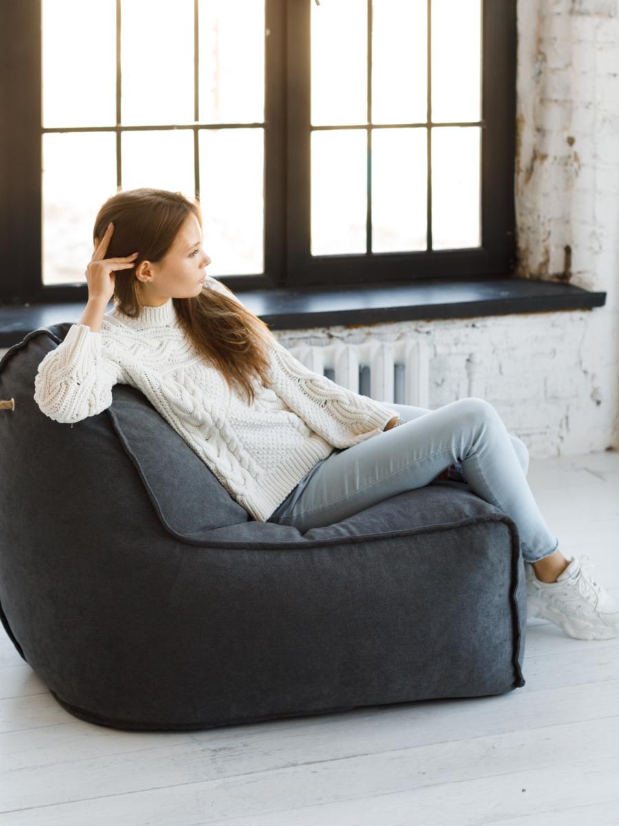 Кресло Манхеттен Графит с Пуфом 14