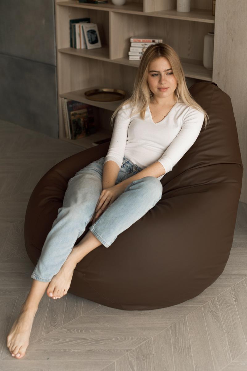 Купить Кресло Мешок Груша Коричневая ЭкоКожа от производителя Bean-Bag Кресло Мешок Груша Коричневая ЭкоКожа 5