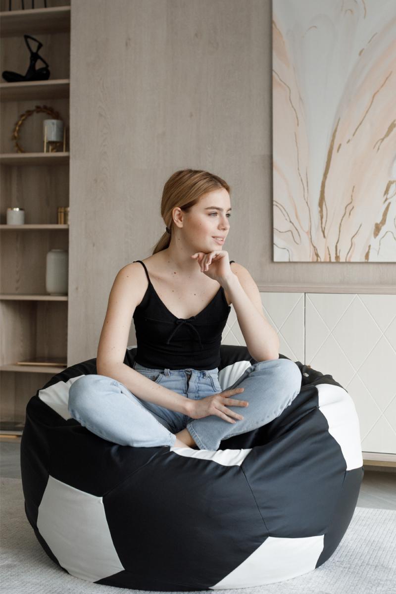 Кресло Мяч Черно-Белый ЭкоКожа 4