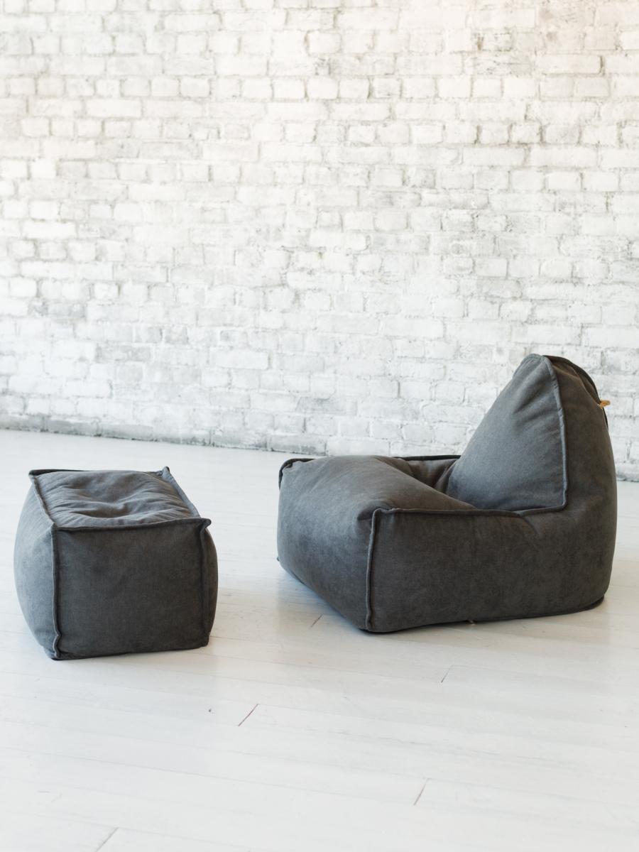 Кресло Манхеттен Графит с Пуфом 5