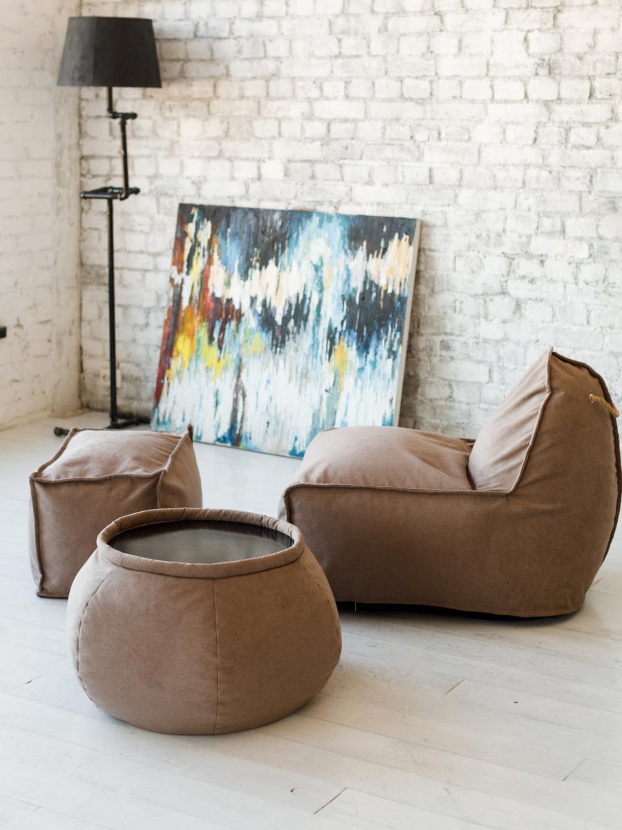 Кресло Манхеттен Бежевое с Пуфом 6