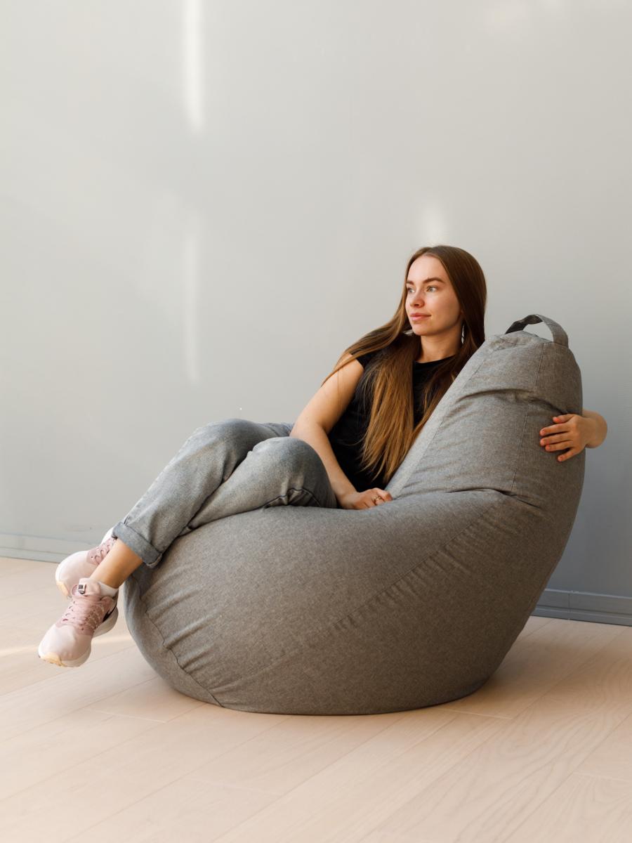 Кресло Мешок Груша Серая Рогожка 6