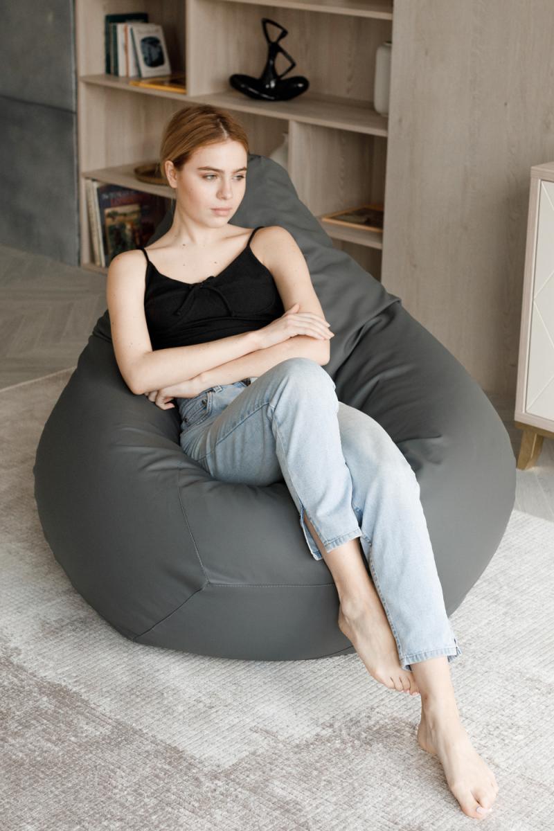 Кресло Мешок Груша Серая Экокожа 5