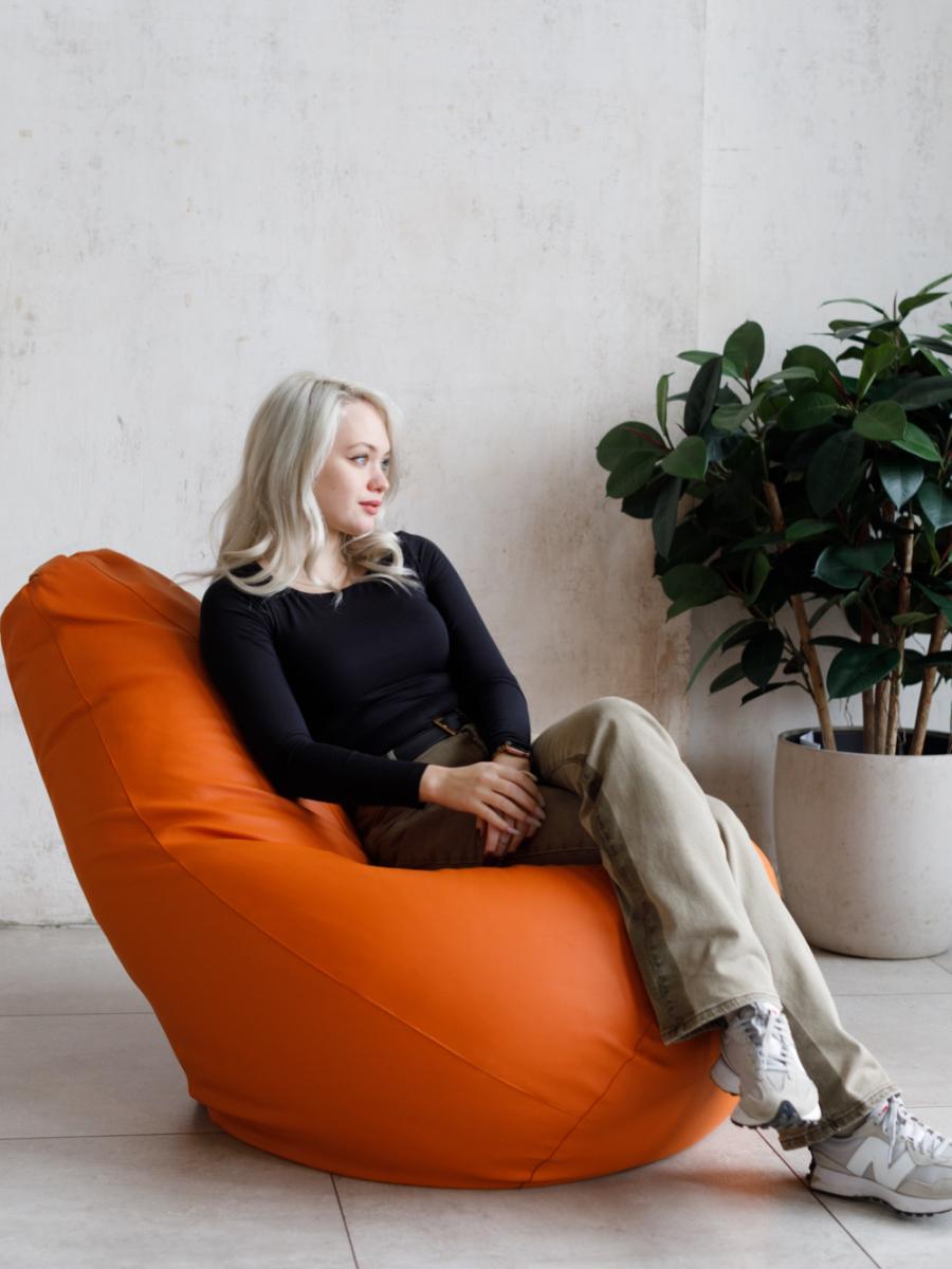 Купить Кресло Мешок Груша Оранжевая ЭкоКожа от производителя Bean-Bag Кресло Мешок Груша Оранжевая ЭкоКожа 6