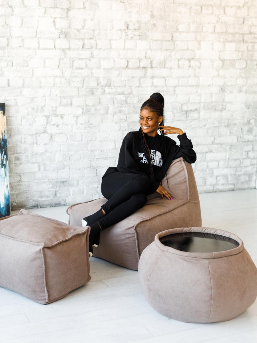 Кресло Манхеттен Бежевое с Пуфом 7