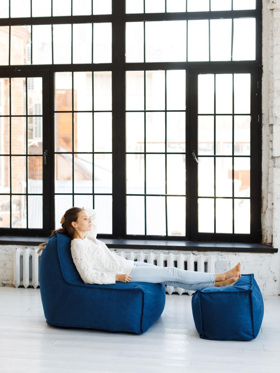 Кресло Манхеттен Синее с Пуфом 9