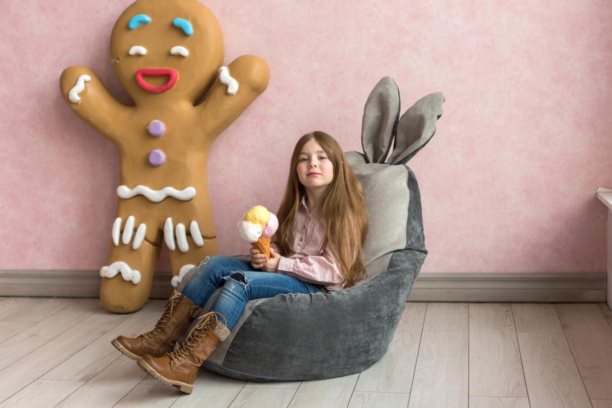 Кресло Мешок Зайчик Серый 7