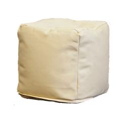 Пуфик Куб Светло-Бежевая кожа 1