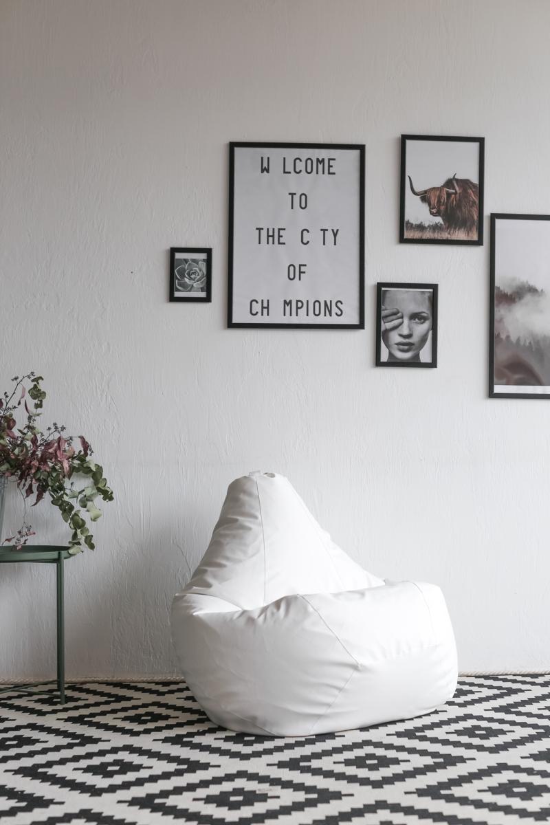 Купить Кресло Мешок Груша Белая ЭкоКожа от производителя Bean-Bag Кресло Мешок Груша Белая ЭкоКожа 3