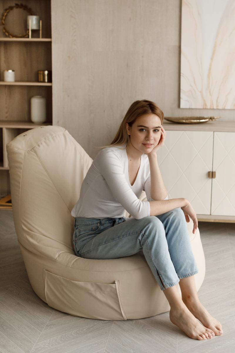 Кресло Комфорт Светло-Бежевое ЭкоКожа 5