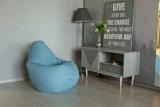 Кресло Мешок голубая кожа 5