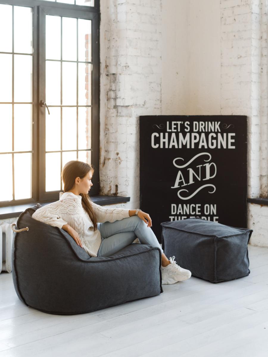 Кресло Манхеттен Графит с Пуфом 13